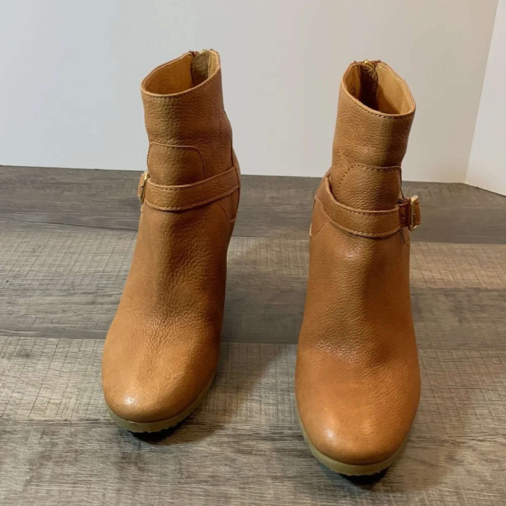 J. Crew brown leather wedge boots size 8